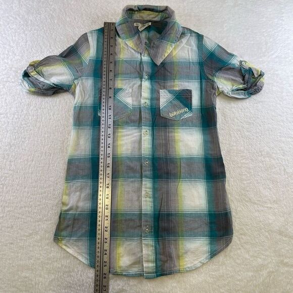 Small Tartan Blouse Blue-Green White and Yellow Billabong Blouse - Picture 5 of 13